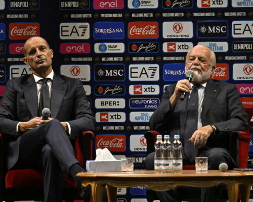 De Laurentiis-Allegri, è già show: «Ma allora punti alla finale di Champions?»